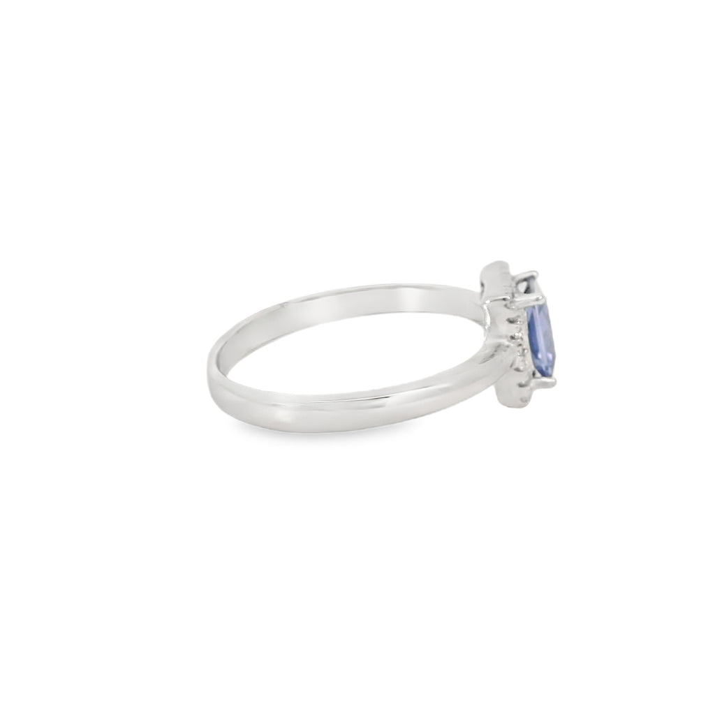 7x5 Tanzanite Cubic Zirconia Sterling Silver Ring