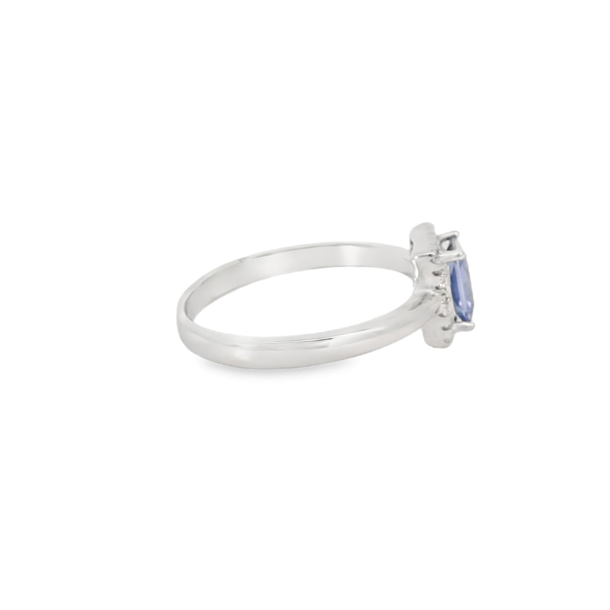 7x5 Tanzanite Cubic Zirconia Sterling Silver Ring