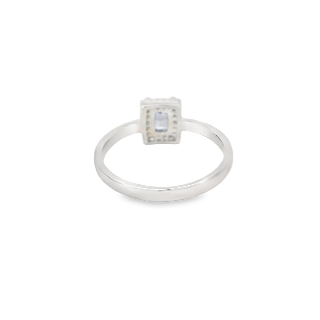 7x5 Tanzanite Cubic Zirconia Sterling Silver Ring