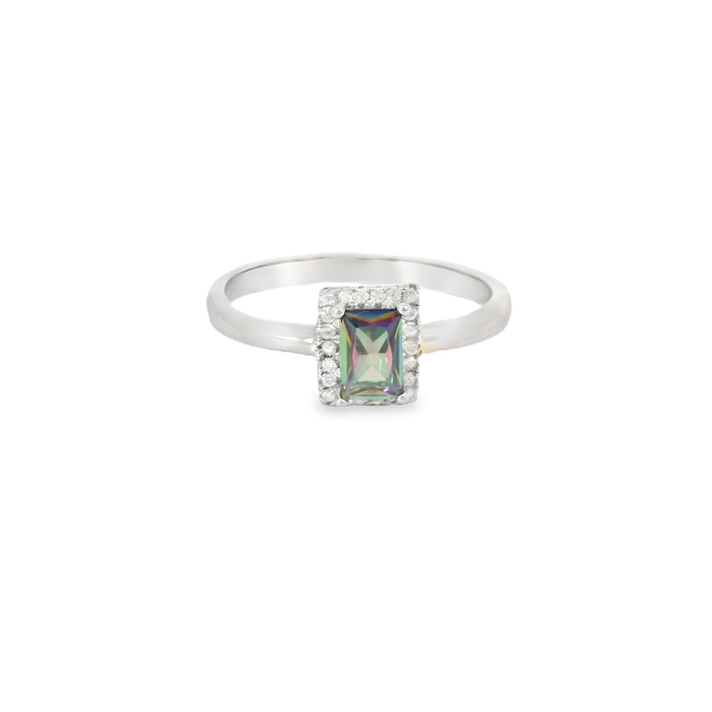 Mystic Topaz Cubic Zirconia Sterling Silver Ring