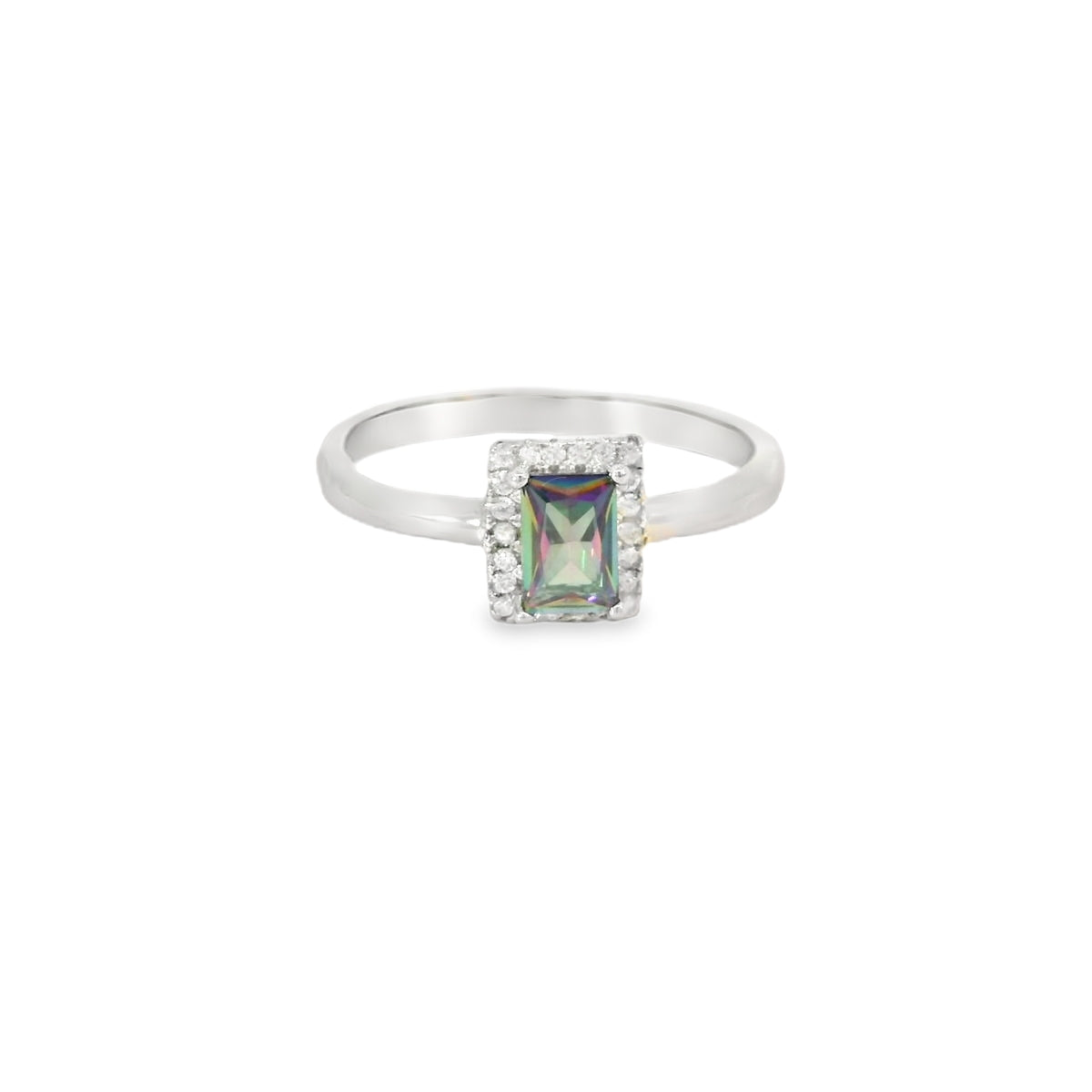 Mystic Topaz Cubic Zirconia Sterling Silver Ring