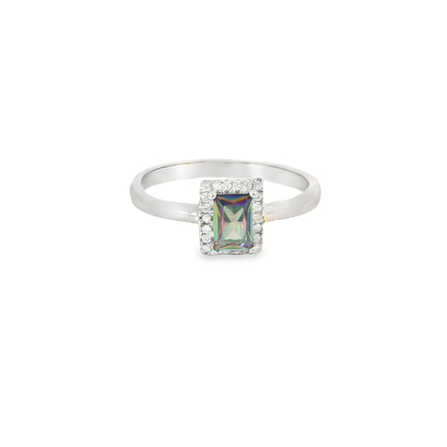 Mystic Topaz Cubic Zirconia Sterling Silver Ring