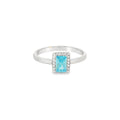 7X5 Aquamarine Cubic Zirconia Sterling Silver Ring