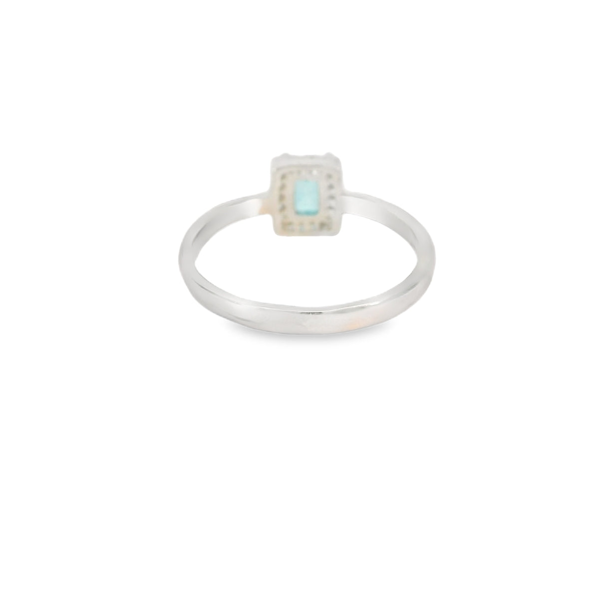 7X5 Aquamarine Cubic Zirconia Sterling Silver Ring