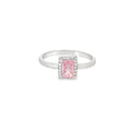 7X5 Pink Cubic Zirconia Sterling Silver Ring