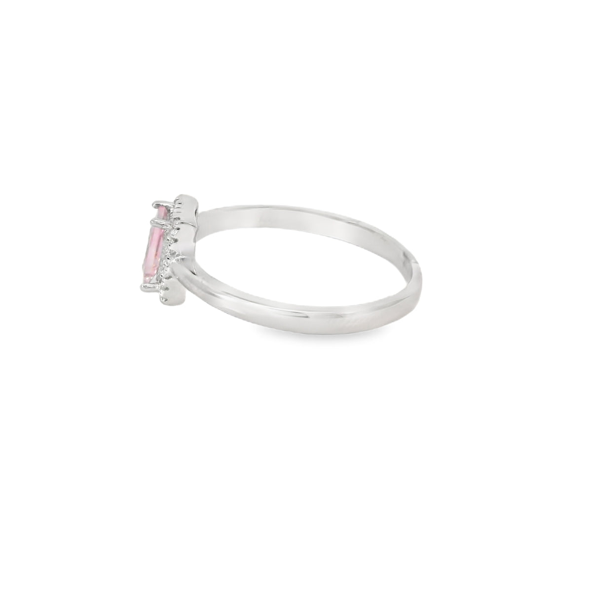 7X5 Pink Cubic Zirconia Sterling Silver Ring