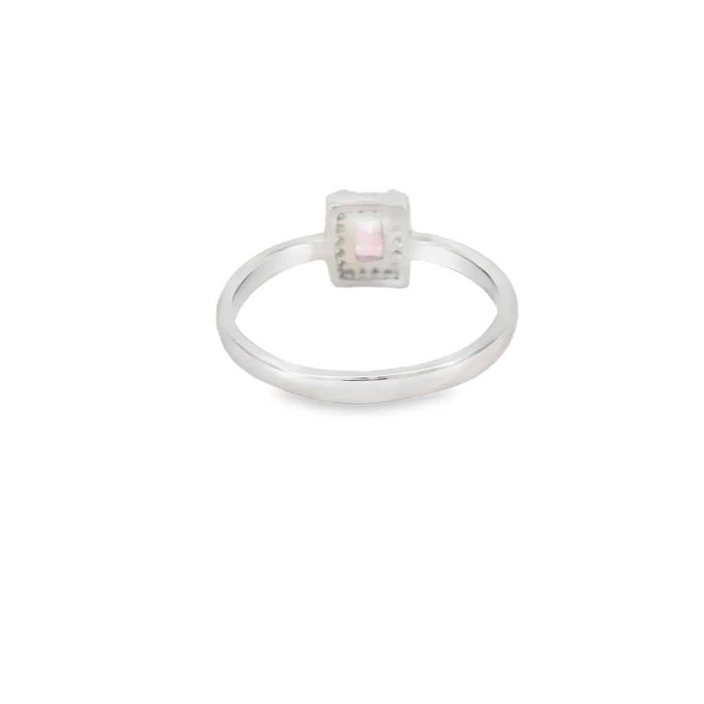 7X5 Pink Cubic Zirconia Sterling Silver Ring