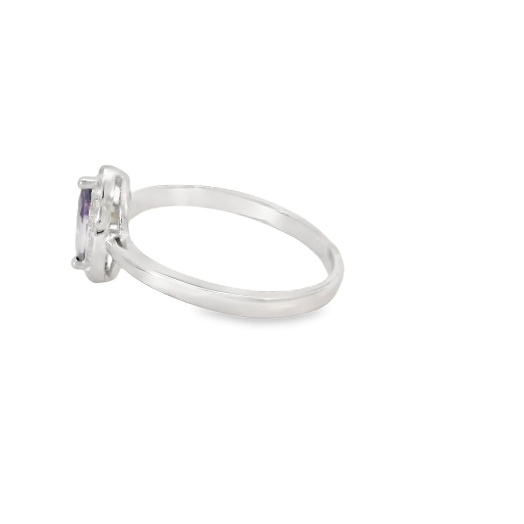 8x4 Amethyst Cubic Zirconia Sterling Silver Ring