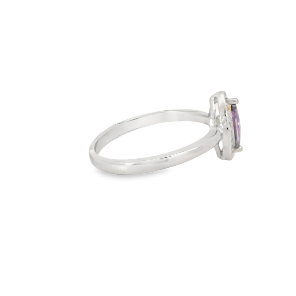 8x4 Amethyst Cubic Zirconia Sterling Silver Ring
