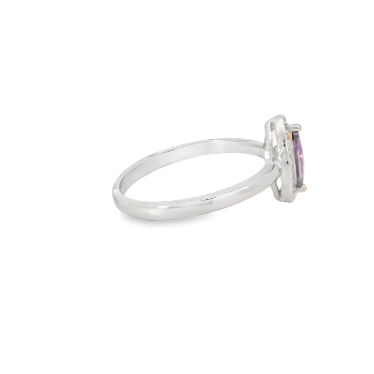 8x4 Amethyst Cubic Zirconia Sterling Silver Ring