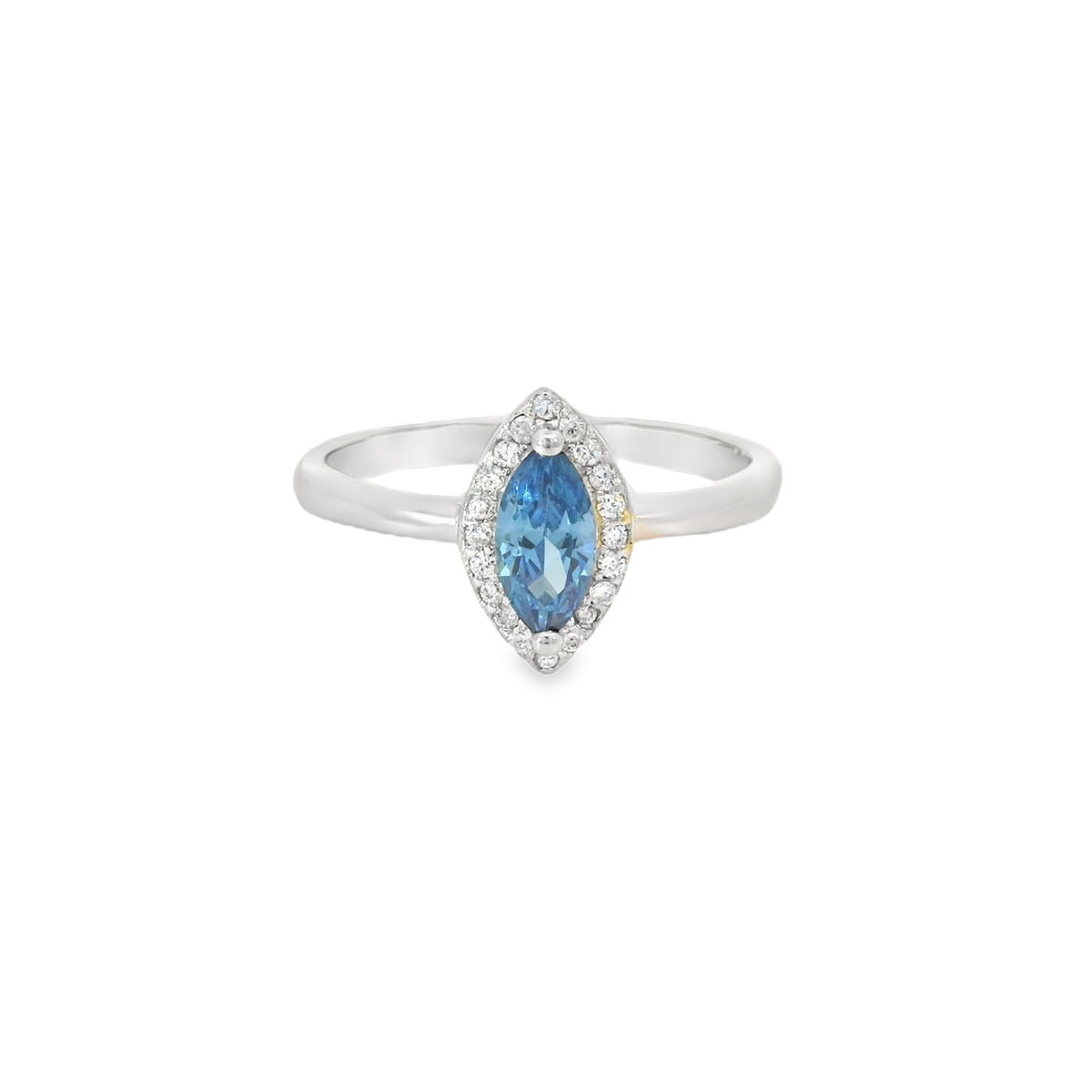 8x4 Sapphire Cubic Zirconia Sterling Silver Ring