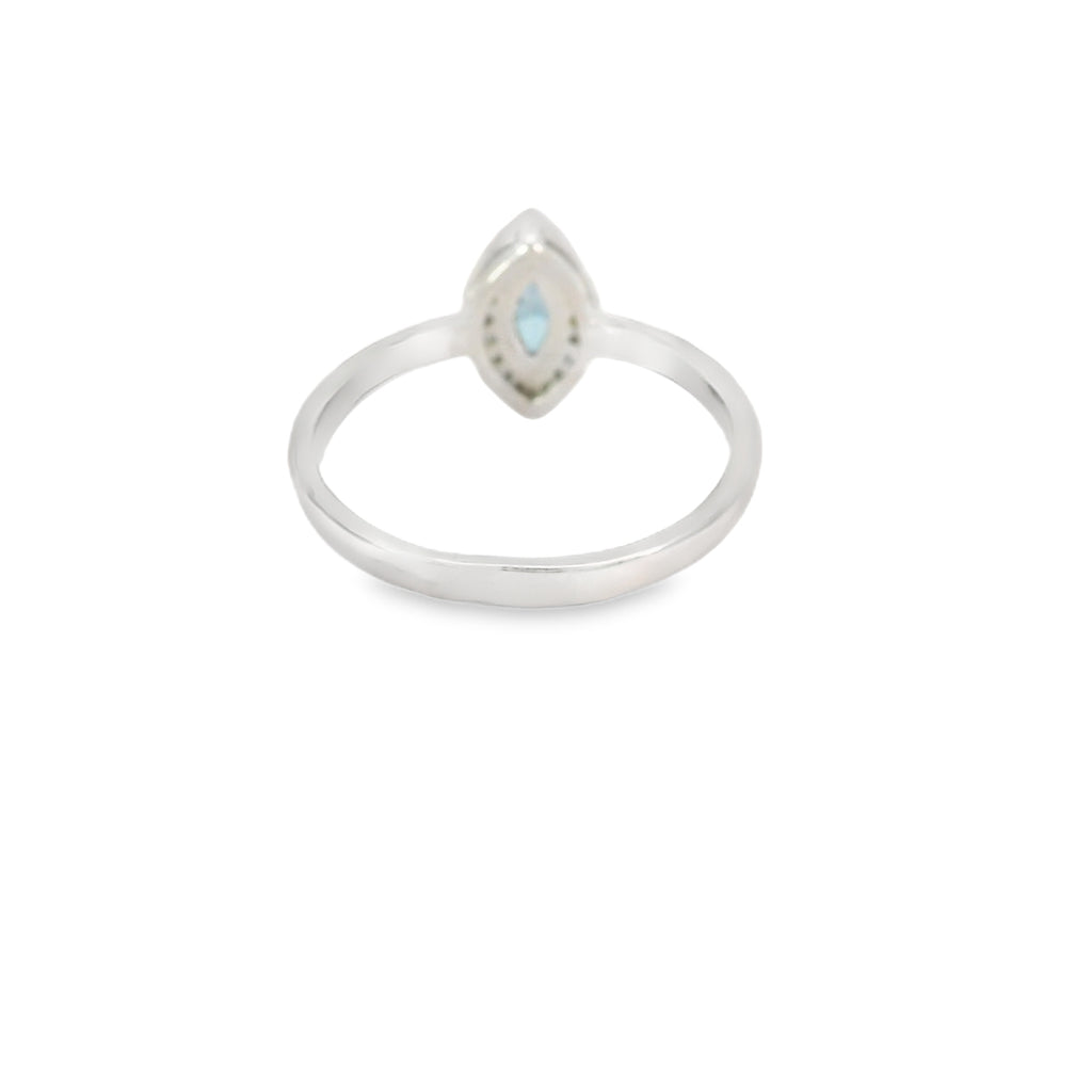 8x4 Sapphire Cubic Zirconia Sterling Silver Ring