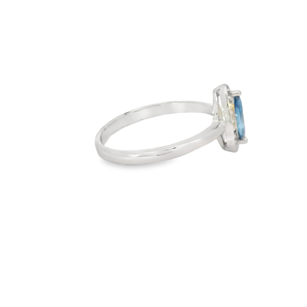 8x4 Sapphire Cubic Zirconia Sterling Silver Ring