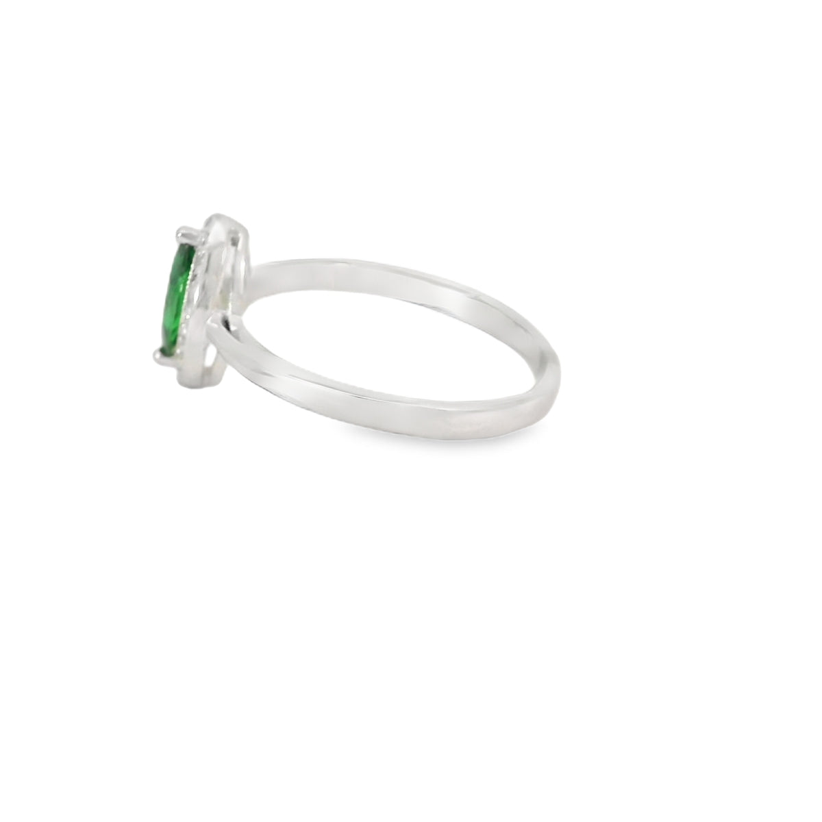 8x4 Emerald Sapphire Cubic Zirconia Sterling Silver Ring
