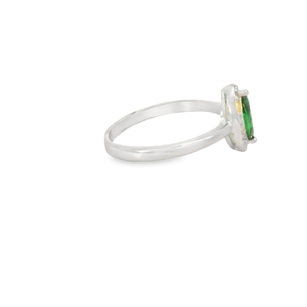 8x4 Emerald Sapphire Cubic Zirconia Sterling Silver Ring