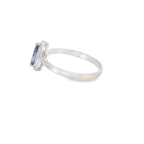 8x4 Tanzanite Cubic Zirconia Sterling Silver Ring