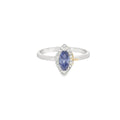 8x4 Tanzanite Cubic Zirconia Sterling Silver Ring