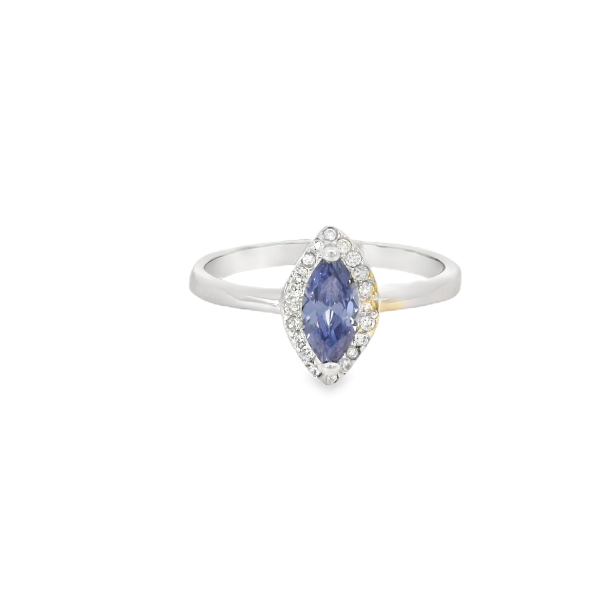 8x4 Tanzanite Cubic Zirconia Sterling Silver Ring