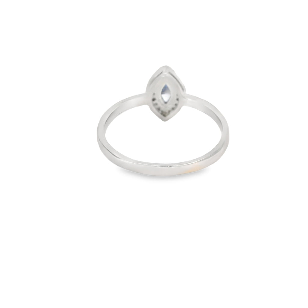 8x4 Tanzanite Cubic Zirconia Sterling Silver Ring