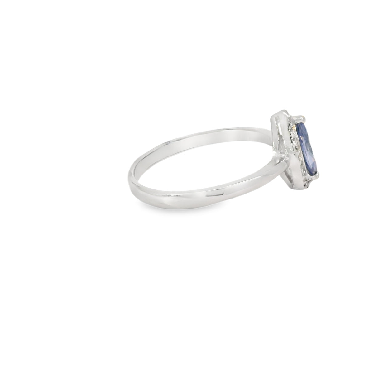 8x4 Tanzanite Cubic Zirconia Sterling Silver Ring