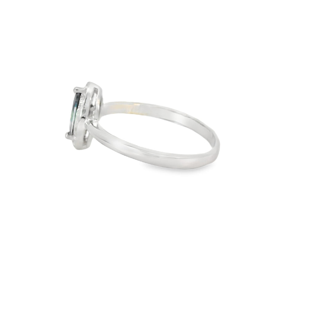 8x4 Mystic Topaz Cubic Zirconia Sterling Silver Ring