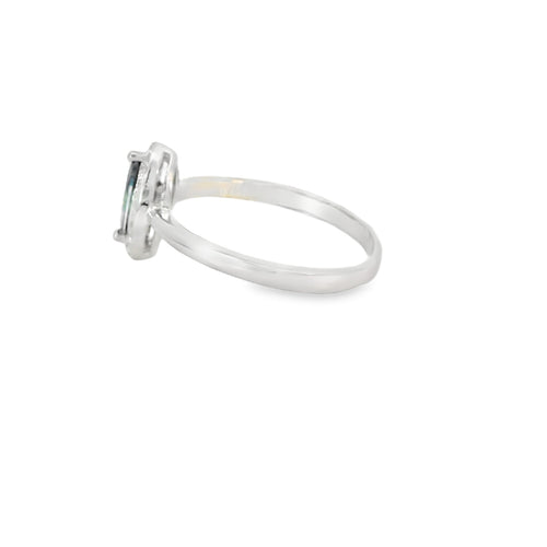 8x4 Mystic Topaz Cubic Zirconia Sterling Silver Ring