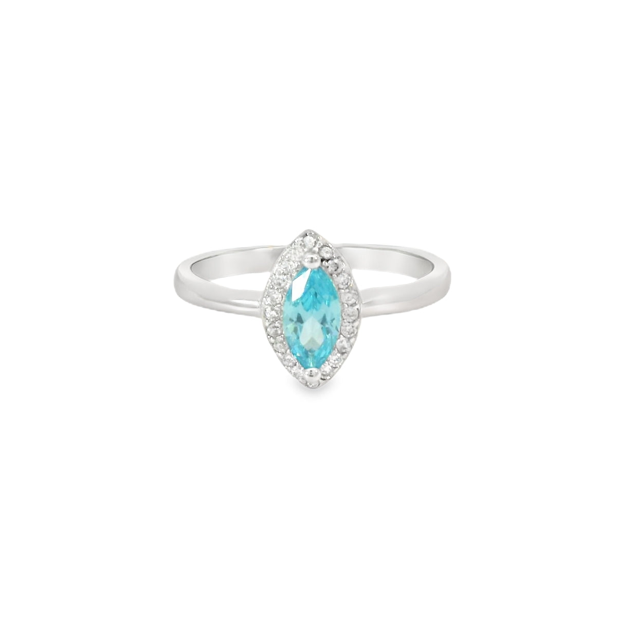 Aquamarine Cubic Zirconia Sterling Silver Ring