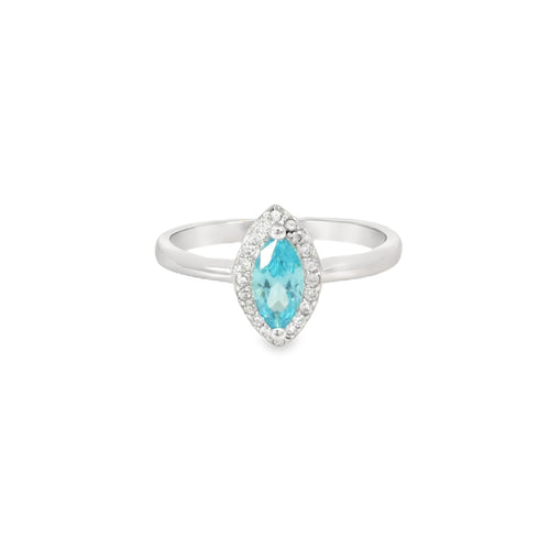Aquamarine Cubic Zirconia Sterling Silver Ring