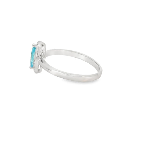 Aquamarine Cubic Zirconia Sterling Silver Ring