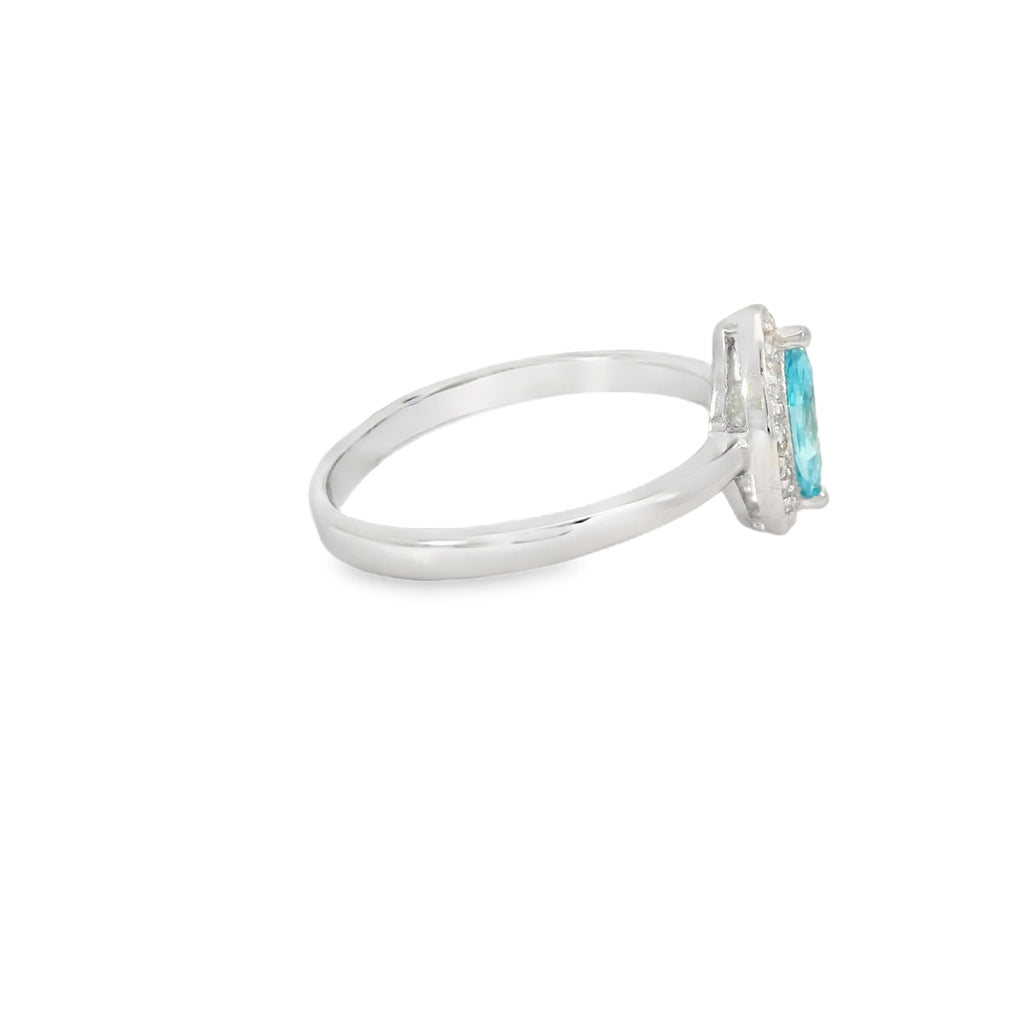 Aquamarine Cubic Zirconia Sterling Silver Ring