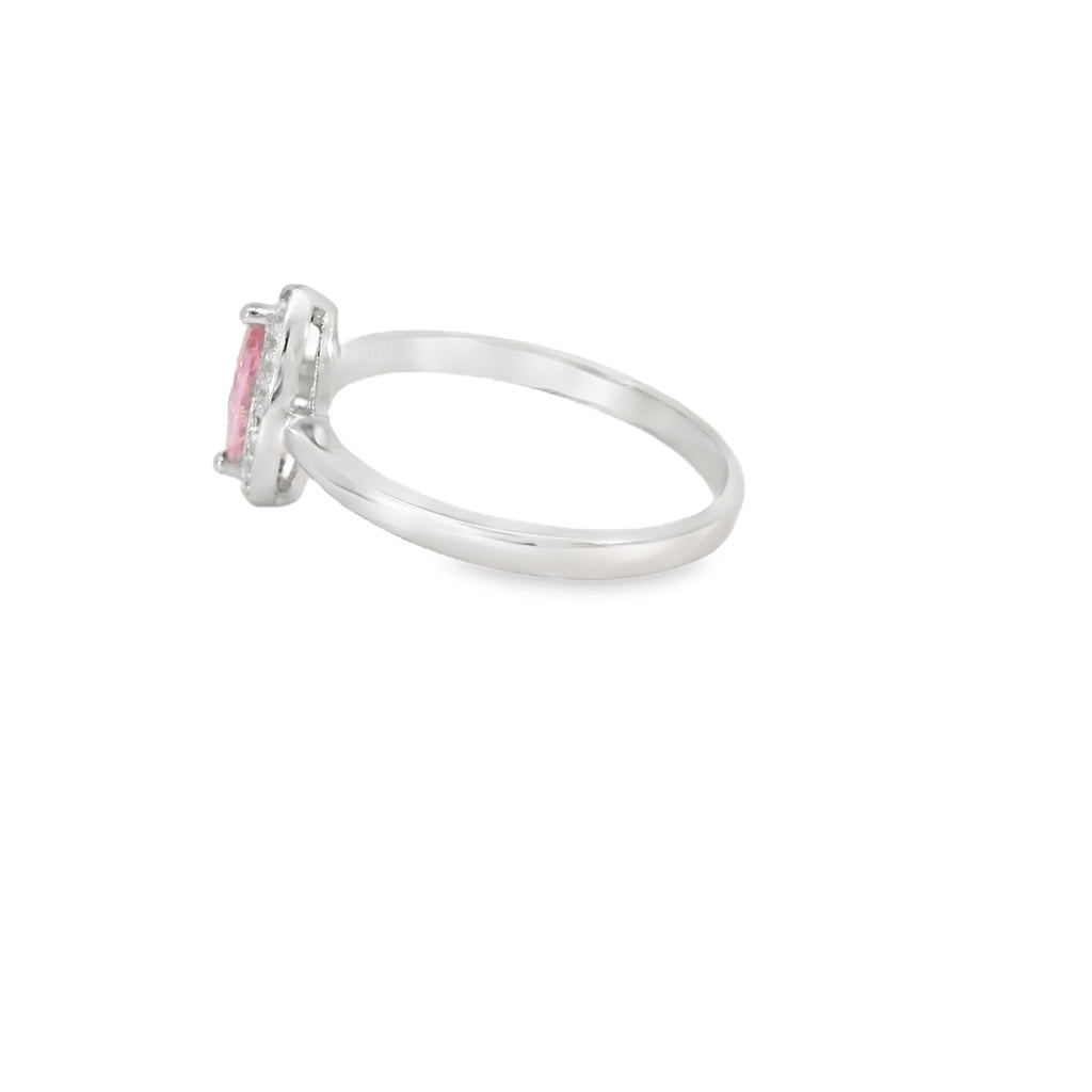 8x4 Pink Cubic Zirconia Sterling Silver Ring