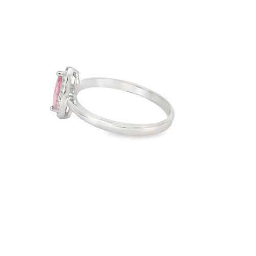 8x4 Pink Cubic Zirconia Sterling Silver Ring