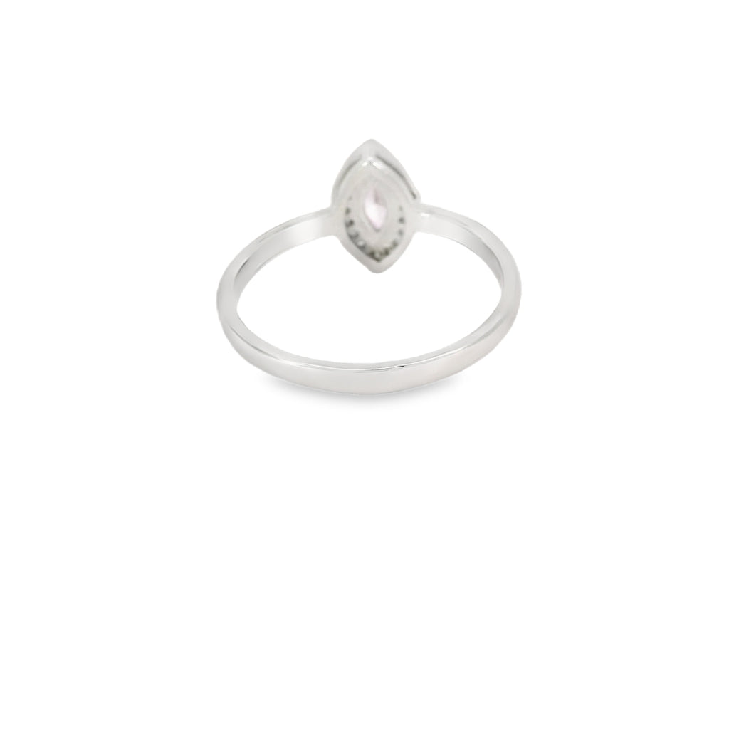 8x4 Pink Cubic Zirconia Sterling Silver Ring