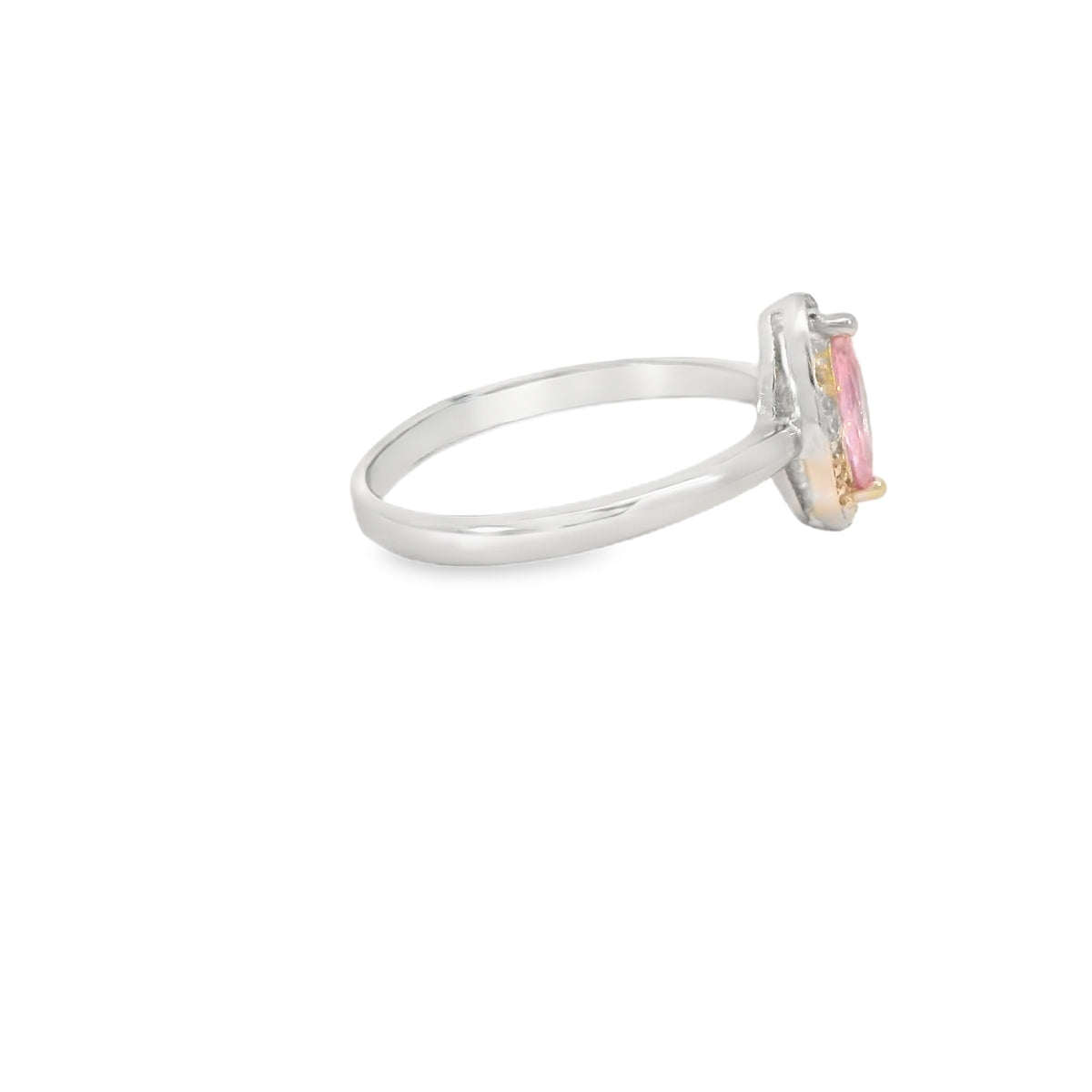 8x4 Pink Cubic Zirconia Sterling Silver Ring