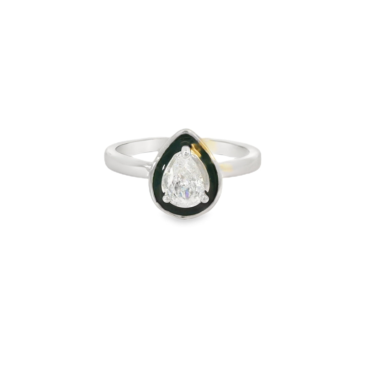 Tear Drop Cubic Zirconia Sterling Silver Ring