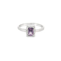 7x5 Amethyst Cubic Zirconia Sterling Silver Ring