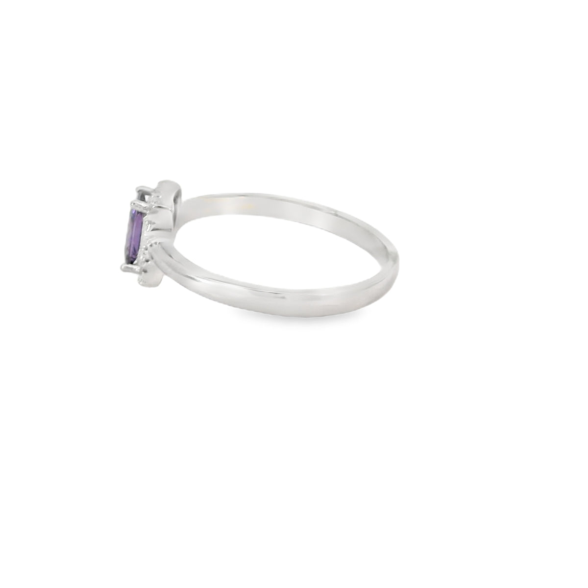 7x5 Amethyst Cubic Zirconia Sterling Silver Ring