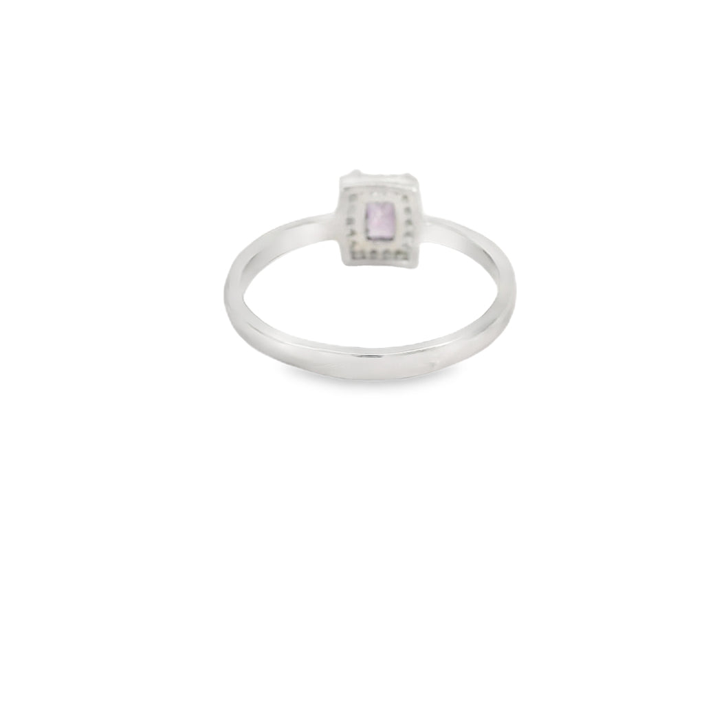 7x5 Amethyst Cubic Zirconia Sterling Silver Ring