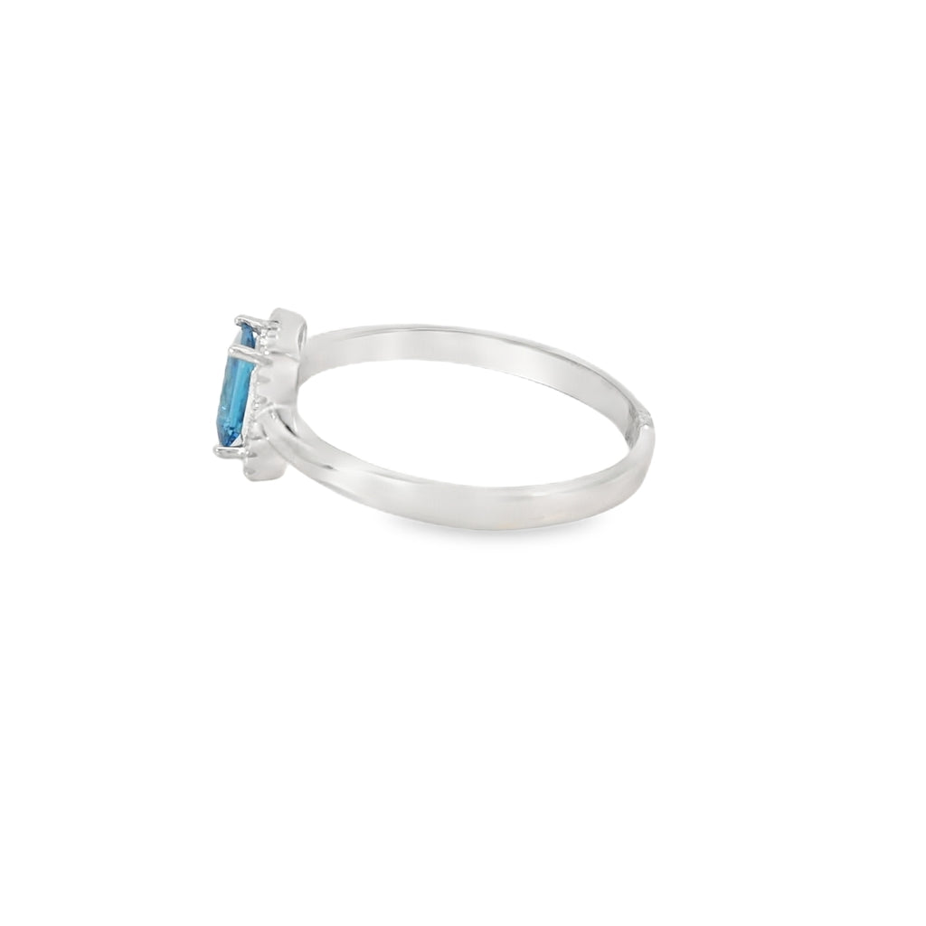 Sapphire Cubic Zirconia Sterling Silver Ring