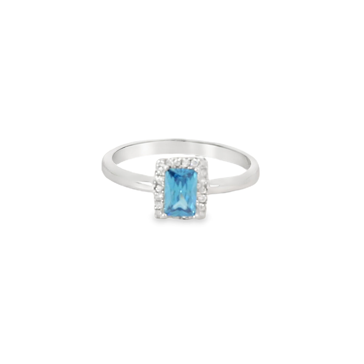 Sapphire Cubic Zirconia Sterling Silver Ring