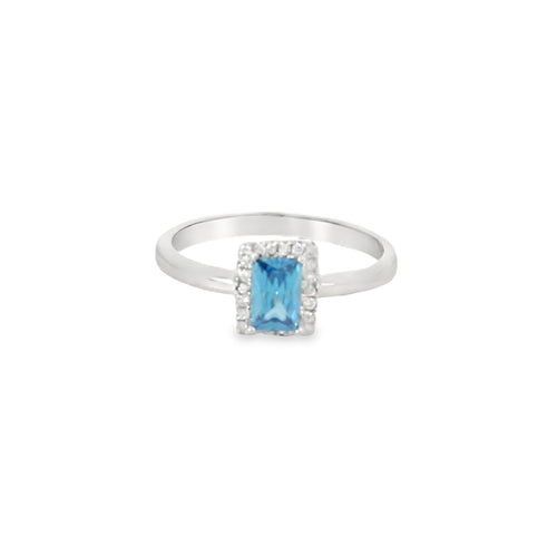 Sapphire Cubic Zirconia Sterling Silver Ring