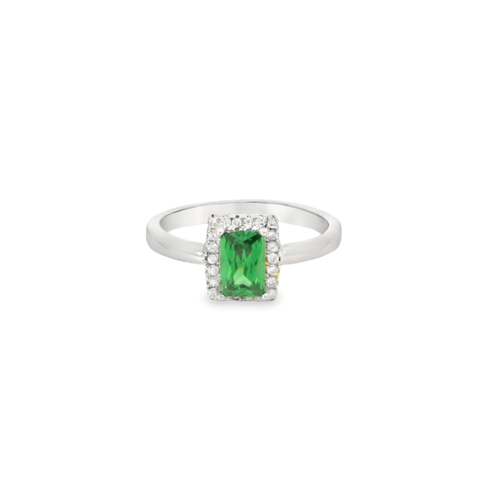 7X5 Emerald Cubic Zirconia Sterling Silver