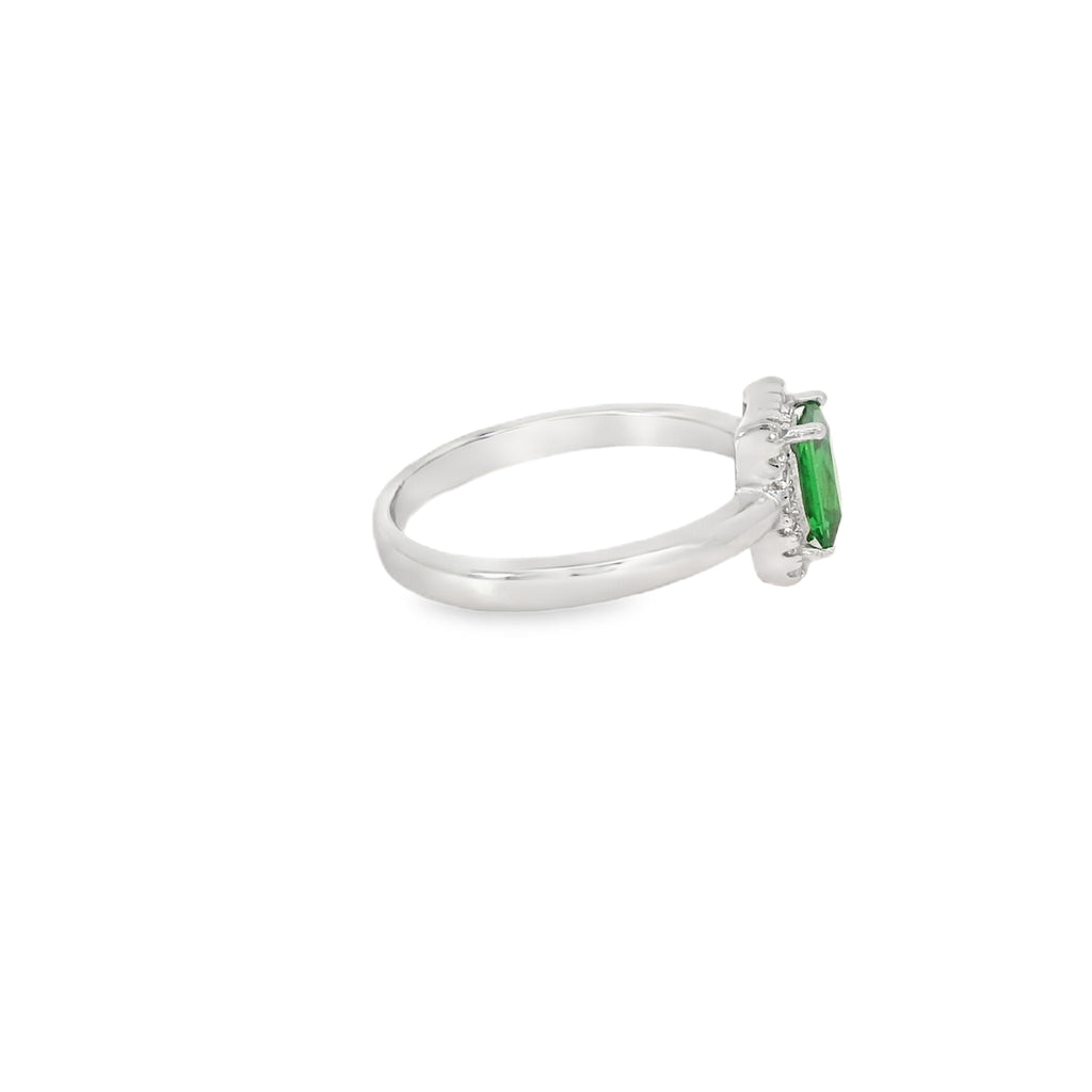 7X5 Emerald Cubic Zirconia Sterling Silver