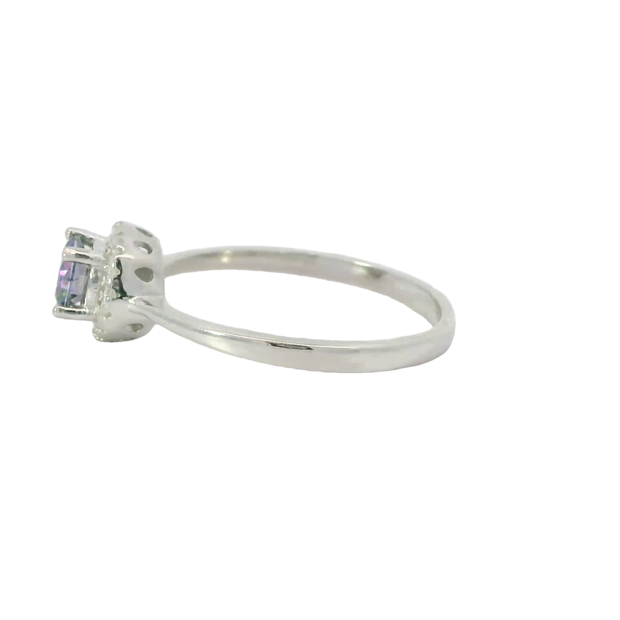 MYSTIC TOPAZ CUBIC ZIRCONIA STERLING SILVER RING (Round)