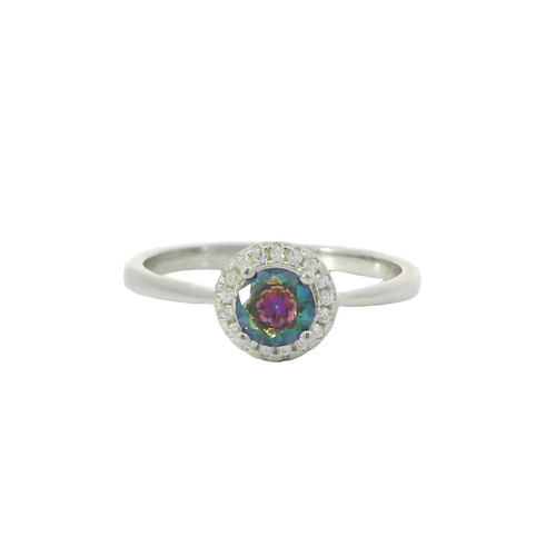 MYSTIC TOPAZ CUBIC ZIRCONIA STERLING SILVER RING (Round)