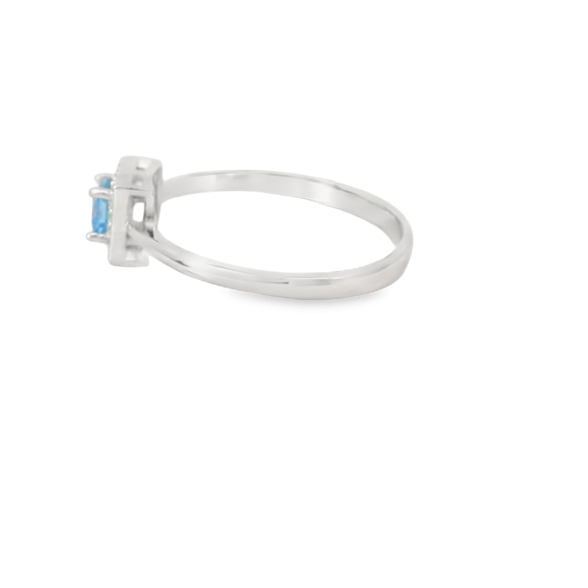 Aquamarine Cubic Zirconia Sterling Silver Ring (Princess)