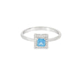 Aquamarine Cubic Zirconia Sterling Silver Ring (Princess)