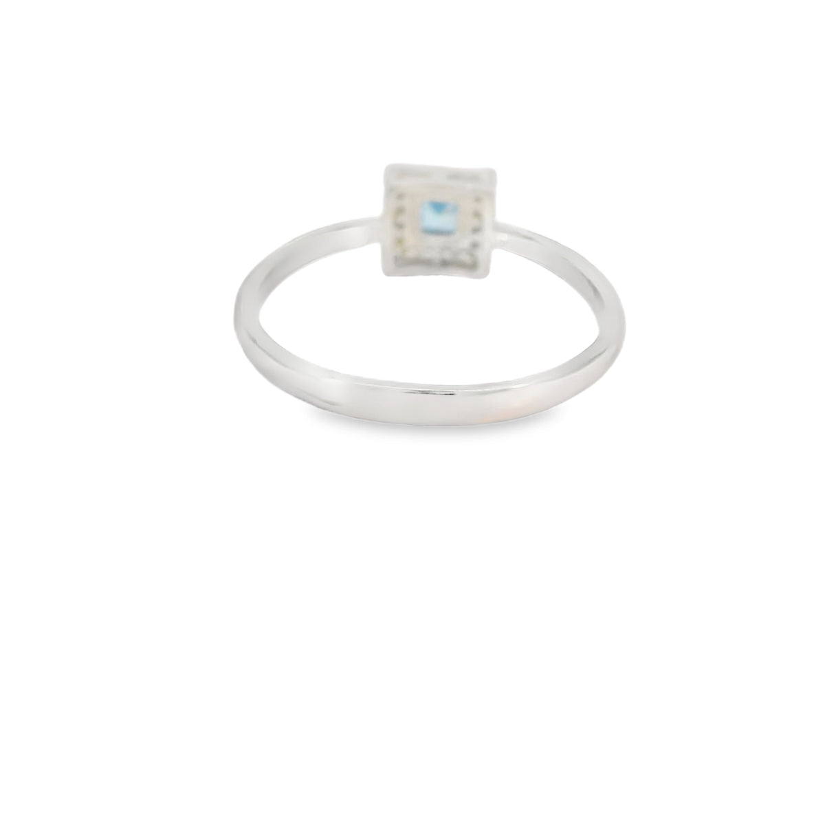 Aquamarine Cubic Zirconia Sterling Silver Ring (Princess)
