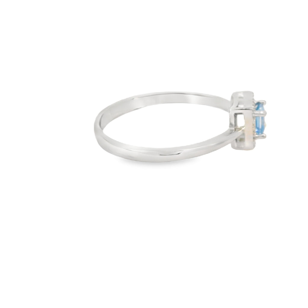 Aquamarine Cubic Zirconia Sterling Silver Ring (Princess)