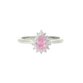 PINK SAPPHIRE CUBIC ZIRCONIA STERLING SILVER RING (Tear Drop)